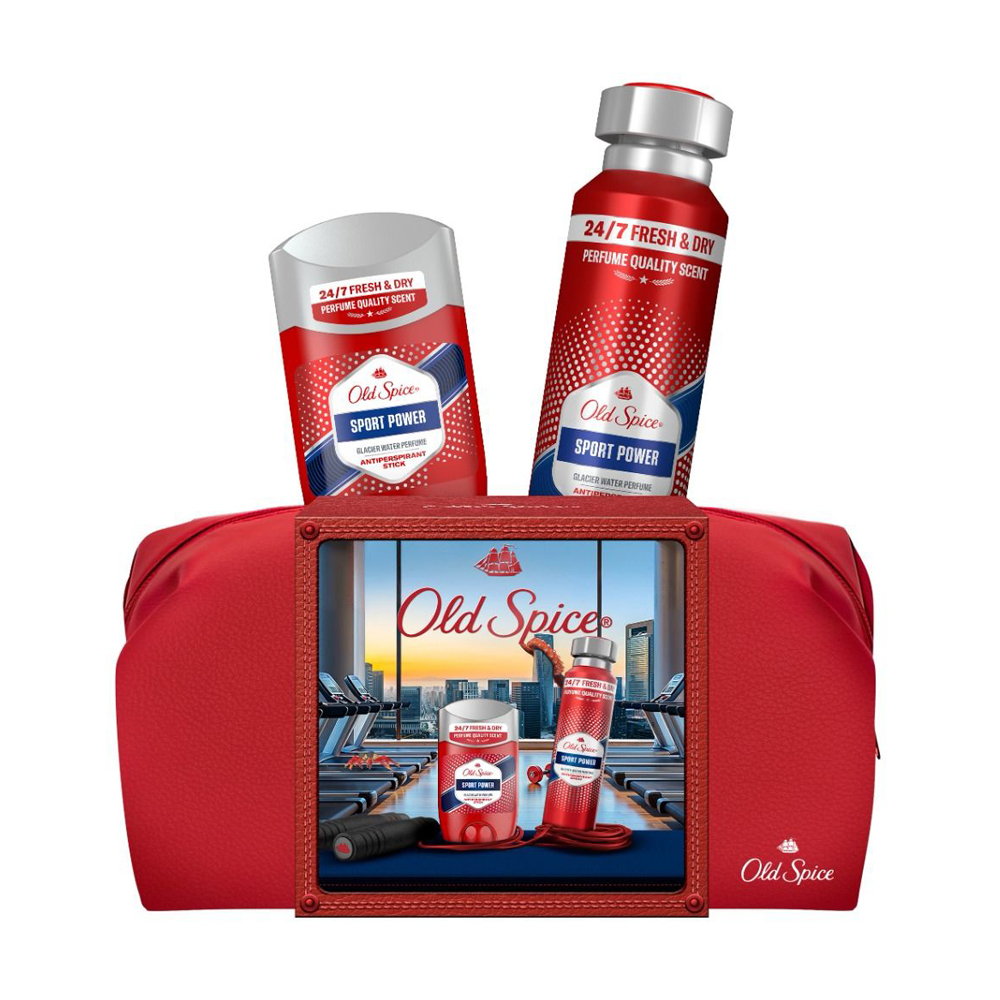 Чоловічий подарунковий набір Old Spice Sport Power (антиперспірант, 150 мл + антиперспірант-стік, 50 мл + косметичка)